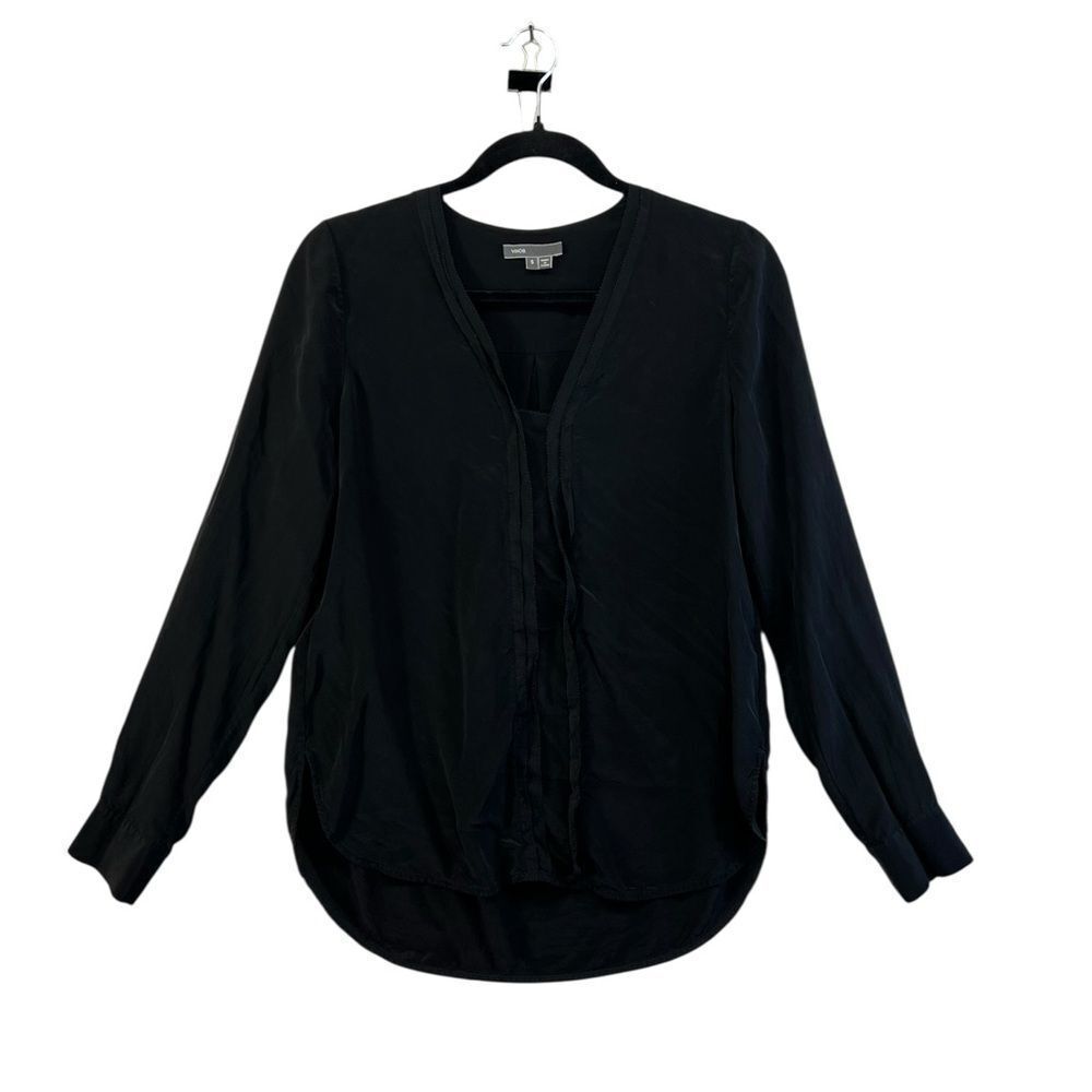 Vince Black Silk Long Sleeve Blouse‎ Sz. Small